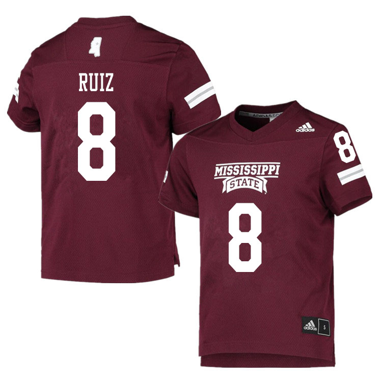 Men #8 Brandon Ruiz Mississippi State Bulldogs College Football Jerseys Sale-Maroon
